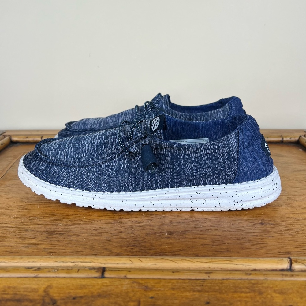 Hey Dude Women's Wendy Sport Knit Casual Moccasin Sneakers Blue Size 8